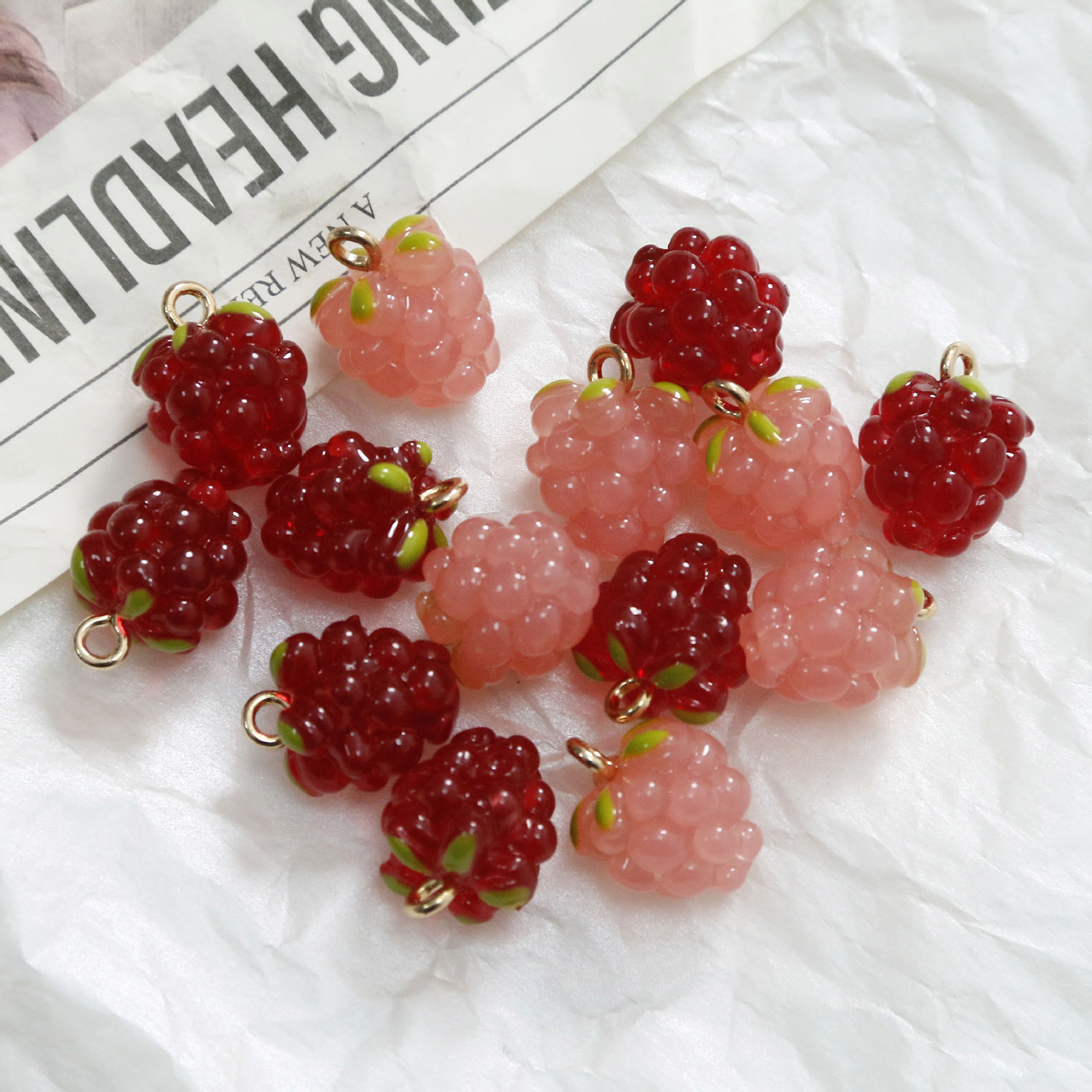 2PCs 3D Resin Charms Grape Fru - đánh giá và giá Foods X