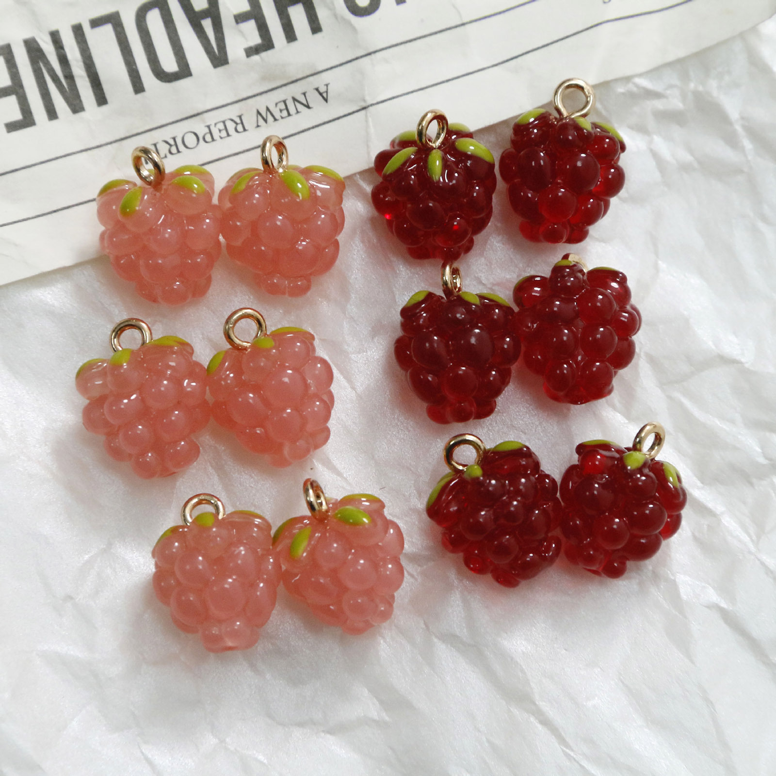 2PCs 3D Resin Charms Grape Fru - đánh giá và giá Foods X